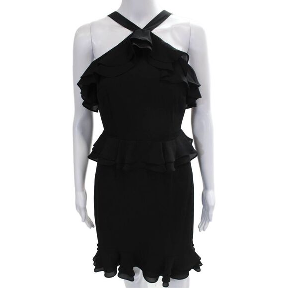Tahari Dresses & Skirts - Tahari Women Sheath Dress Black Halter Sleeveless Zip Polyester Mini Size 0